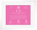 Lu personalized family surname in Pink with White Matte Frame