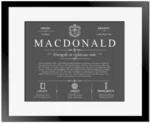 Macdonald last name meaning and origin in Gray with Black Matte Frame