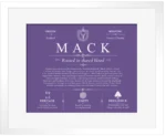 Mack last name origin and heritage in Purple with White Matte Frame