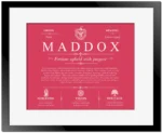 Maddox surname history and heritage in Red with Black Matte Frame
