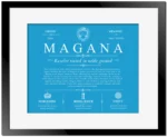 Magana surname heritage and history in Blue with Black Matte Frame