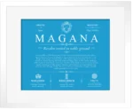 Magana surname heritage and history in Blue with White Matte Frame