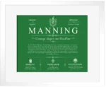 Manning last name origin and heritage in Dark Green with White Matte Frame Manning last name origin and heritage in Dark Green with White Matte Frame