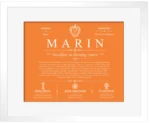 Marin personalized family surname in Orange with White Matte Frame