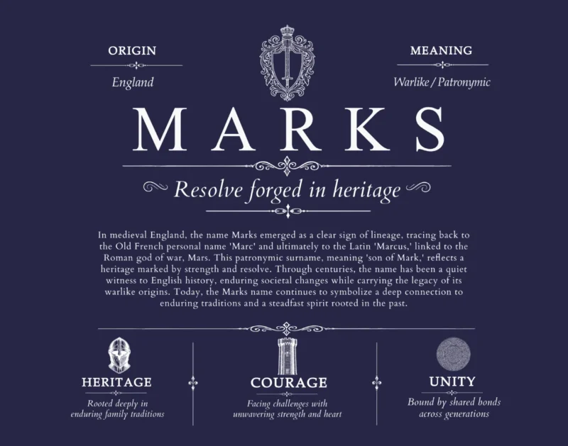 Marks personalized surname meaning in Navy Blue