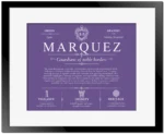 Marquez surname heritage and history in Purple with Black Matte Frame