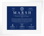 Marsh surname origin and family heritage in Deep Blue with White Matte Frame Marsh surname origin and family heritage in Deep Blue with White Matte Frame