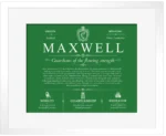Maxwell personalized family surname in Dark Green with White Matte Frame