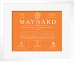 Maynard last name history and origin in Orange with White Matte Frame