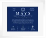 Mays family name heritage in Deep Blue with White Matte Frame