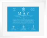 May family name heritage in Blue with White Matte Frame May family name heritage in Blue with White Matte Frame