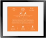 Ma last name meaning and origin in Orange with Black Matte Frame