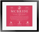 Mcbride surname meaning and heritage in Red with Black Matte Frame