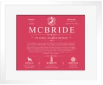 Mcbride surname meaning and heritage in Red with White Matte Frame