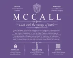 Mccall surname history and heritage in Purple