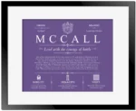 Mccall surname history and heritage in Purple with Black Matte Frame