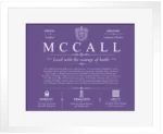 Mccall surname history and heritage in Purple with White Matte Frame