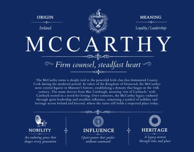 Mccarthy surname meaning and heritage in Deep Blue