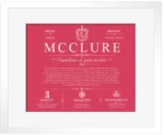 Mcclure family name meaning and history in Red with White Matte Frame