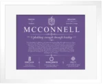 Mcconnell family name origin and history in Purple with White Matte Frame