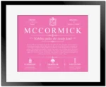 Mccormick surname origin and history in Pink with Black Matte Frame