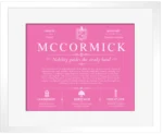 Mccormick surname origin and history in Pink with White Matte Frame