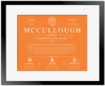 Mccullough surname meaning origin and heritage in Orange with Black Matte Frame