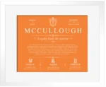 Mccullough surname meaning origin and heritage in Orange with White Matte Frame Mccullough surname meaning origin and heritage in Orange with White Matte Frame