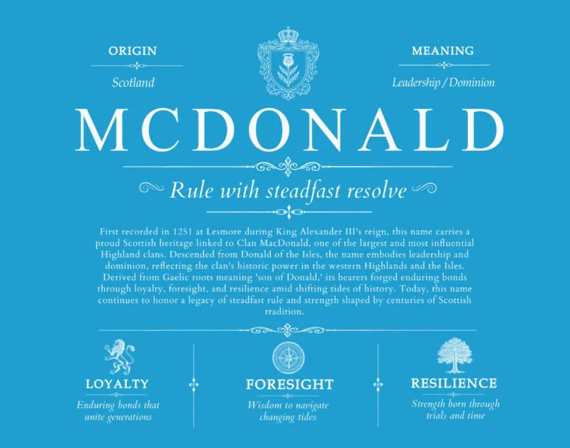 Mcdonald family name history in Blue