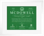 Mcdowell family name heritage in Dark Green with White Matte Frame
