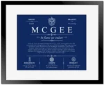 Mcgee surname origin and family heritage in Deep Blue with Black Matte Frame