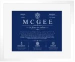 Mcgee surname origin and family heritage in Deep Blue with White Matte Frame