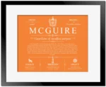 Mcguire family name history in Orange with Black Matte Frame