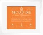 Mcguire family name history in Orange with White Matte Frame Mcguire family name history in Orange with White Matte Frame