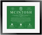 Mcintosh family name history in Dark Green with Black Matte Frame