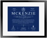 Mckenzie surname history and family heritage in Deep Blue with Black Matte Frame