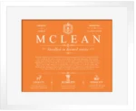 Mclean surname meaning origin and heritage in Orange with White Matte Frame Mclean surname meaning origin and heritage in Orange with White Matte Frame