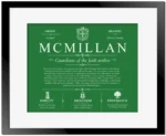 Mcmillan surname history and family heritage in Dark Green with Black Matte Frame