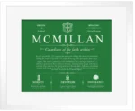 Mcmillan surname history and family heritage in Dark Green with White Matte Frame