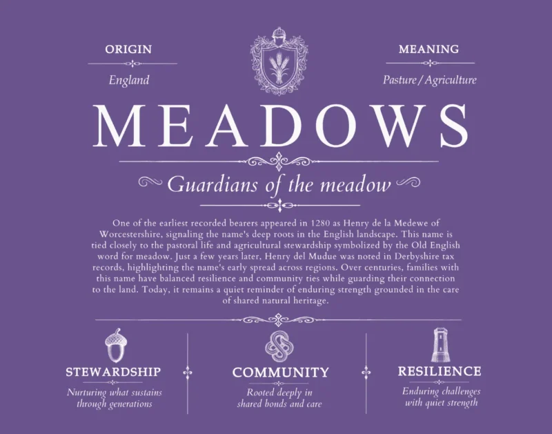 Meadows personalized family surname in Purple