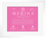 Medina last name meaning and origin in Pink with White Matte Frame