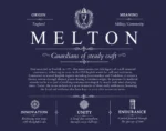 Melton surname meaning and origin in Navy Blue
