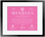 Mendoza last name meaning and origin in Pink with Black Matte Frame