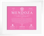 Mendoza last name meaning and origin in Pink with White Matte Frame