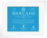 Mercado surname origin and family heritage in Blue with White Matte Frame