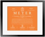 Meyer personalized last name meaning in Orange with Black Matte Frame