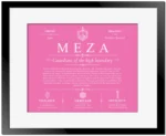 Meza family name history in Pink with Black Matte Frame