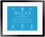 Miles surname meaning and origin in Blue with Black Matte Frame