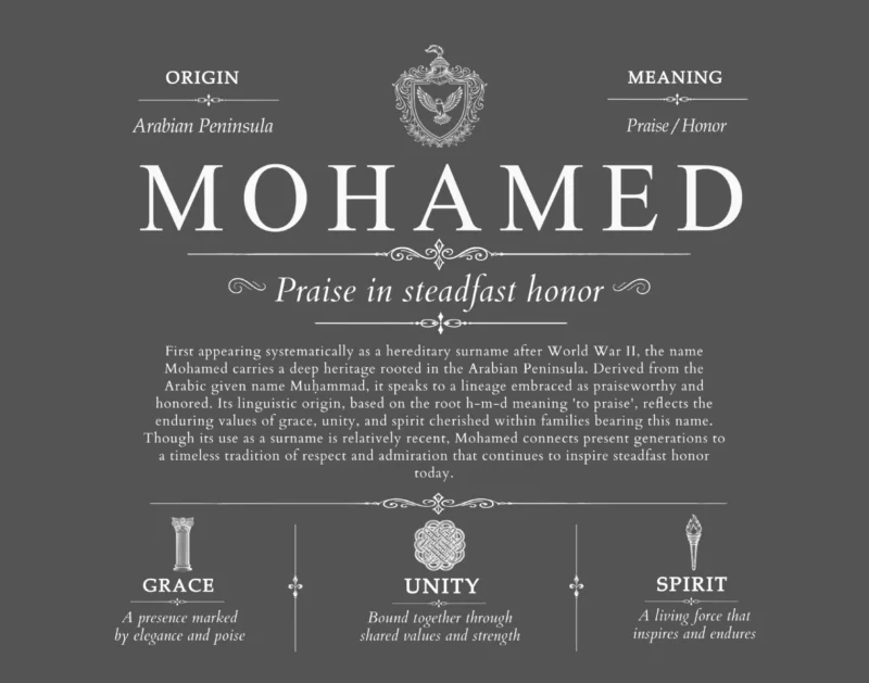 Mohamed last name history and origin in Gray
