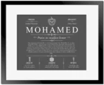 Mohamed last name history and origin in Gray with Black Matte Frame